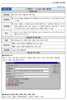 윈도우즈서버보안 Guest 계정 비활성화