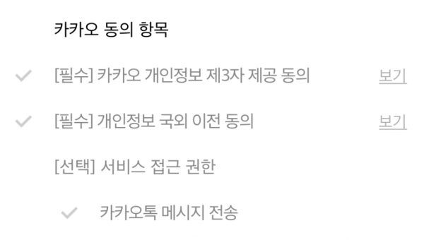 카카오동의항목예시