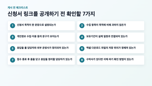 공공기관 온라인 신청서 게시 전 확인 체크리스트