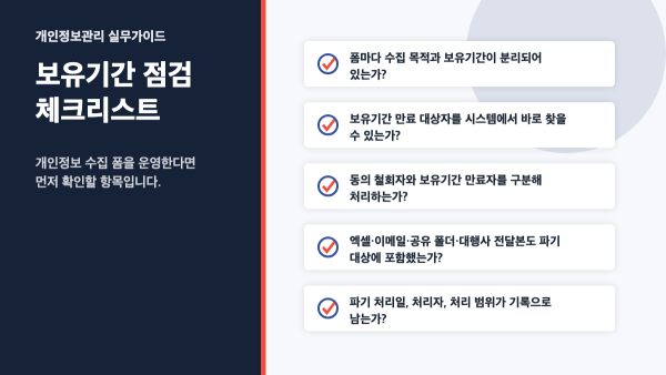개인정보 보유기간 만료 후 파기 점검 체크리스트